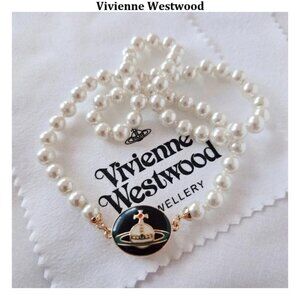 Vivienne Westwood full rhinestone paper clip with mini orbit charm gold bracelet